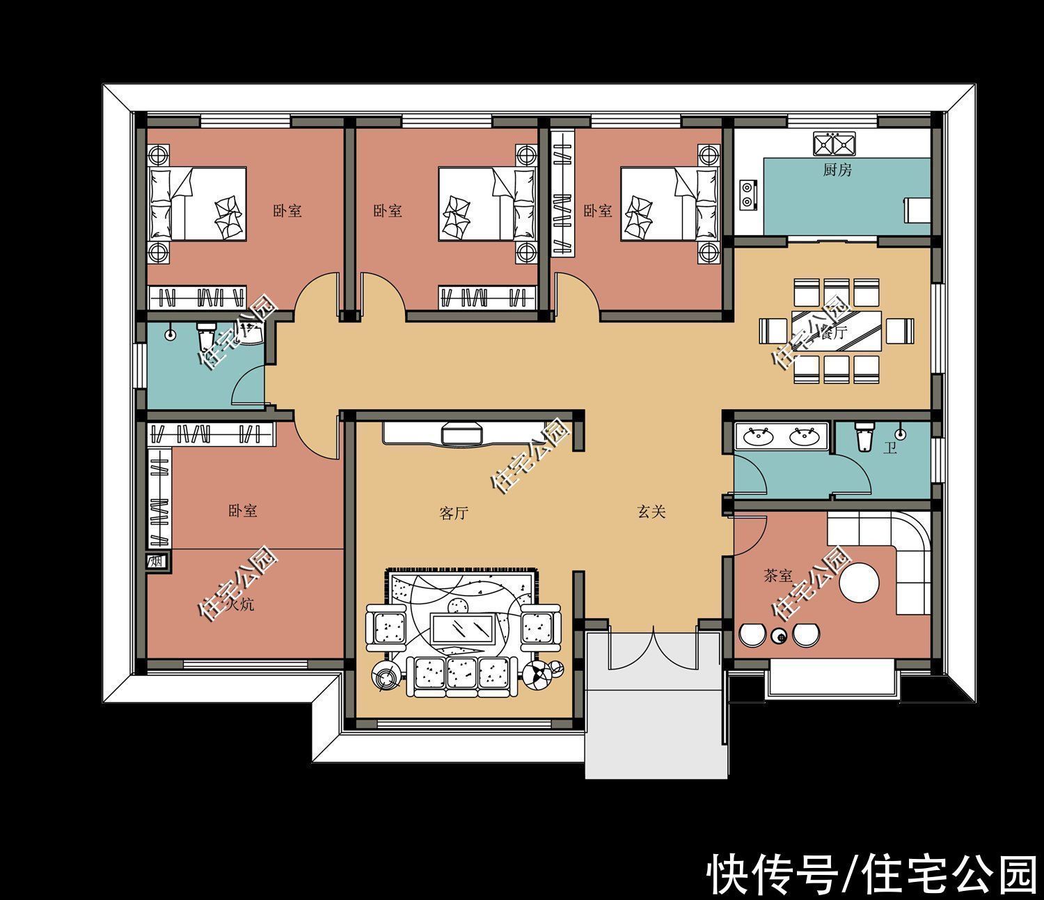 占地面积|农村盖房的好月份，10套一层户型奉上，第3套造价低第6套特别美