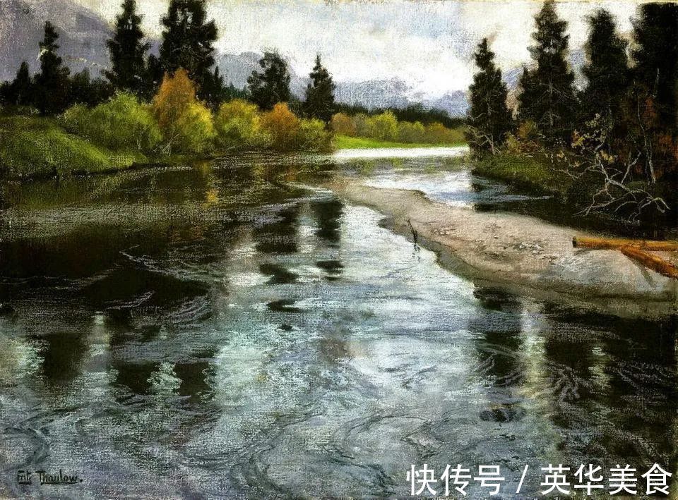 小溪|水与光的刻画,弗里茨的油画真是美妙至极