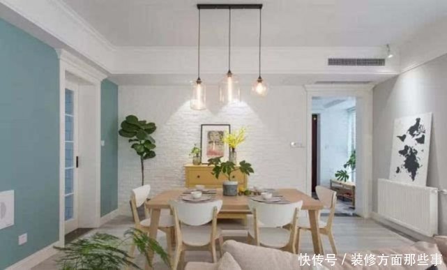 背景墙|125平北欧风三居室,餐桌在沙发后面可以一边吃饭一边看电视