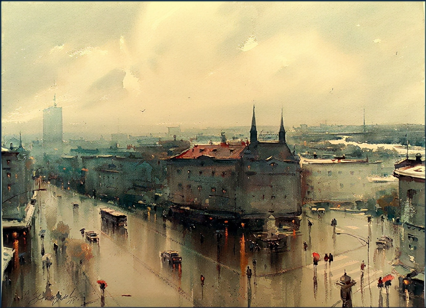 水彩画!水染的建筑与街道,塞尔维亚水彩画大师Dusan Djukaric作品(一)