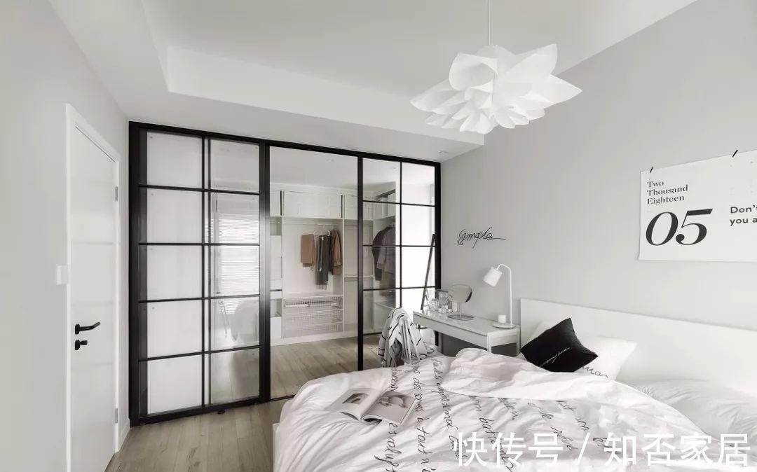 次卧|68㎡单身公寓,次卧改成衣帽间,简洁大气