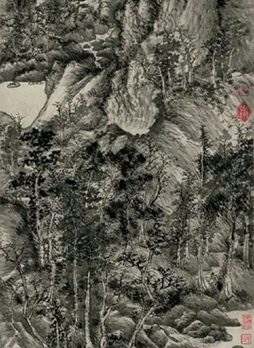 上海博物馆#王蒙三张经典之作,山水画后学者的良师益友