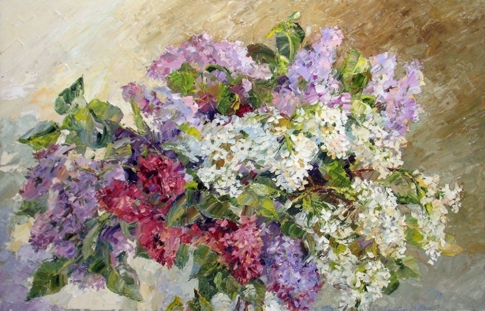鉴赏#这组丁香花画的很漂亮，俄罗斯艺术家油画静物花卉作品鉴赏