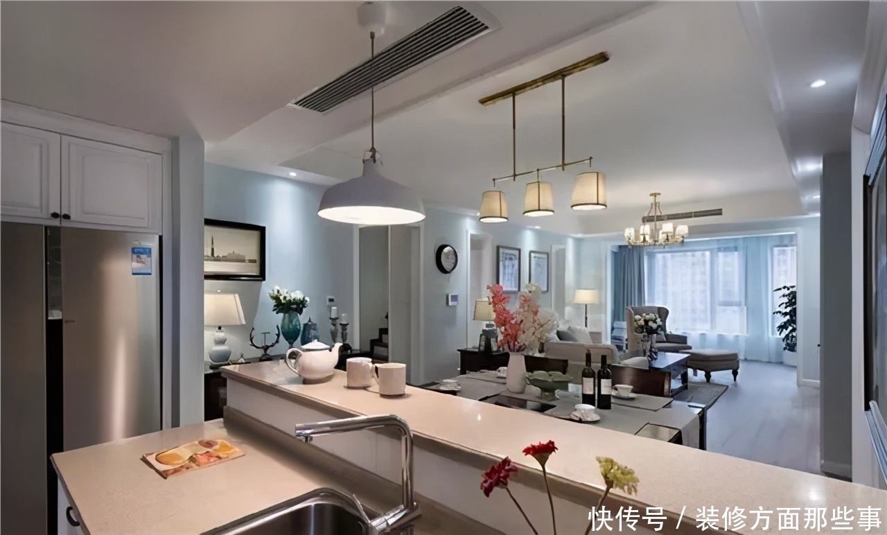 时尚|简美式三室两厅,客厅厨房餐厅呈开放式,全屋时尚、敞亮、大气!