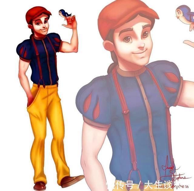 迪士尼公主|当迪士尼公主“性转”后,美人鱼变肌肉男,爱洛化身粉色系大叔