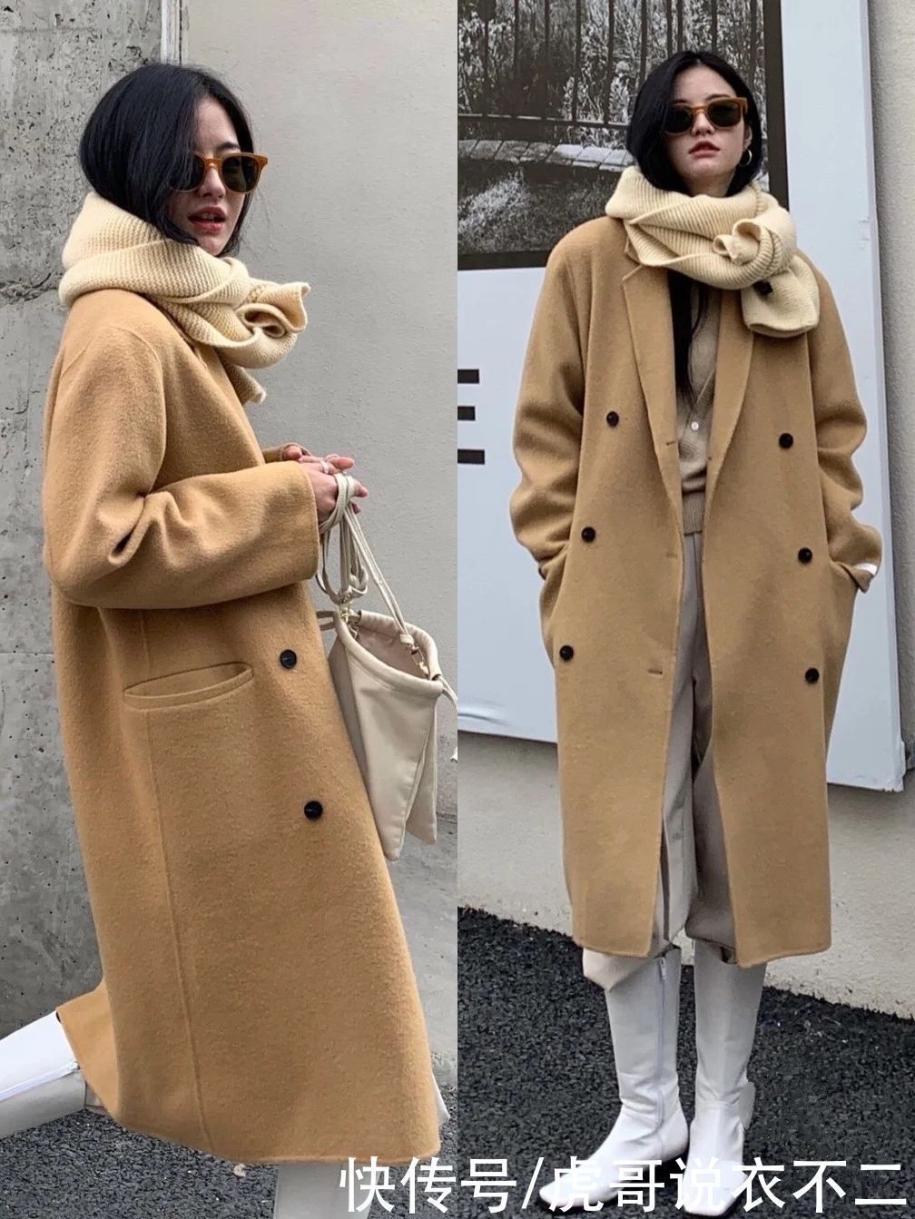 博主 大衣在配不在多,学韩国博主一衣多穿,一件黑大衣一周穿搭不重复