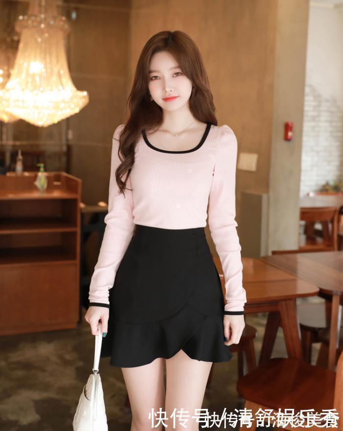 个性|黑色高腰短裙,裙摆处不规则设计,个性时尚