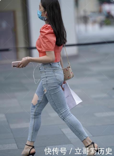 时尚 公主风上衣搭配颓废破洞裤,时尚个性,性感前卫