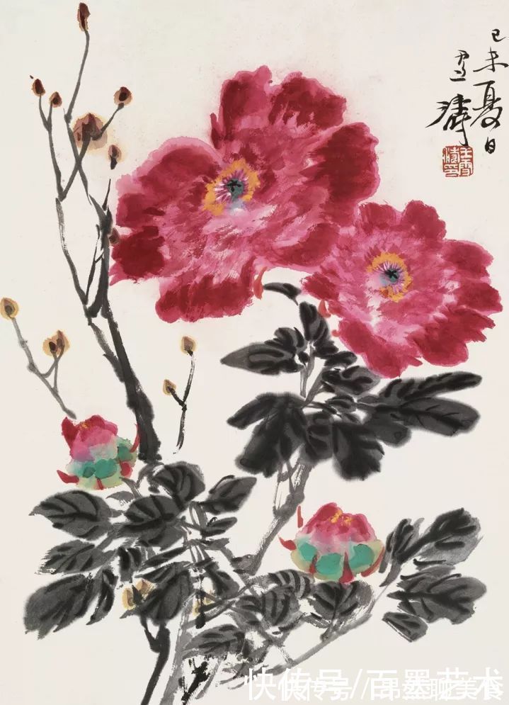 小写意@唯有牡丹真国色!小写意牡丹画150幅,美醉了