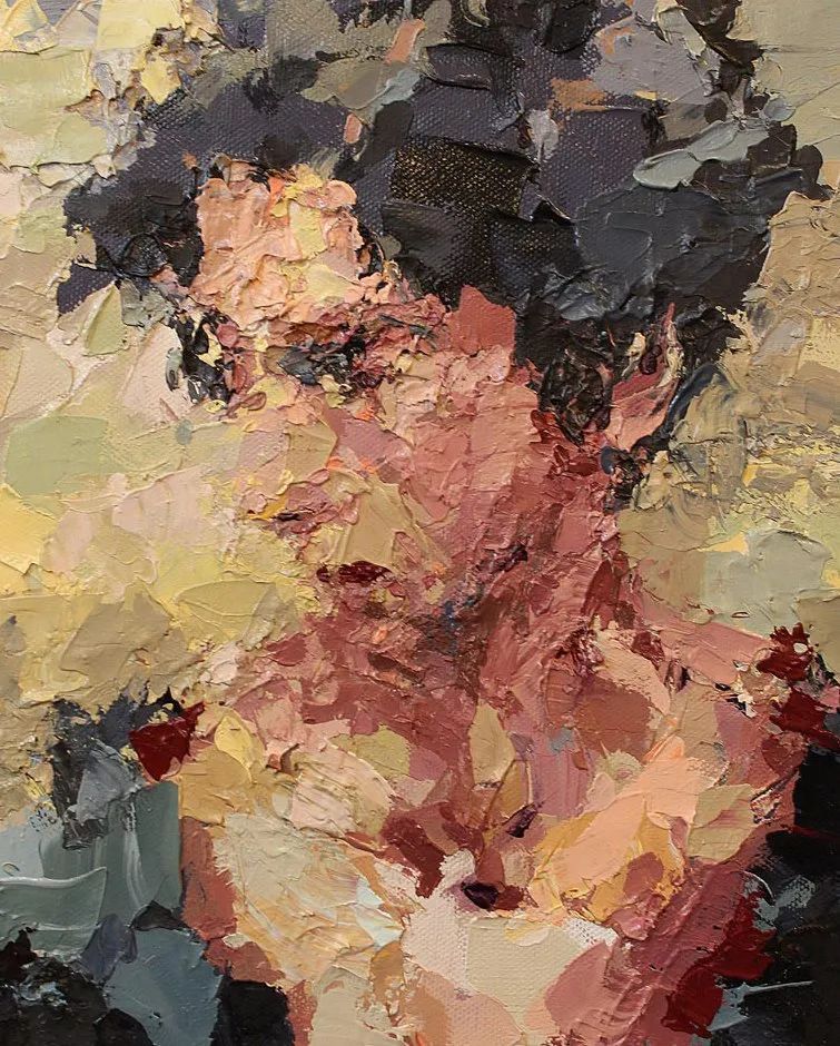 纹理&他将杂碎的色块,厚重的纹理,融于画中的人物