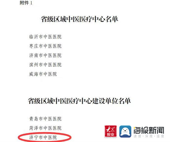 山东省卫生健康委|济宁市中医院入选首批省级区域中医医疗中心建设单位