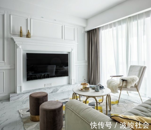 三居室|99平欧式风三居室,亮黄菱形低碳给极简欧式碰撞出不一样的色彩
