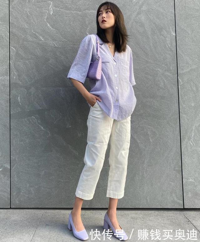 三木又穿火了一种流行色,叫“奶油紫”,显白又好看,黄皮都适合