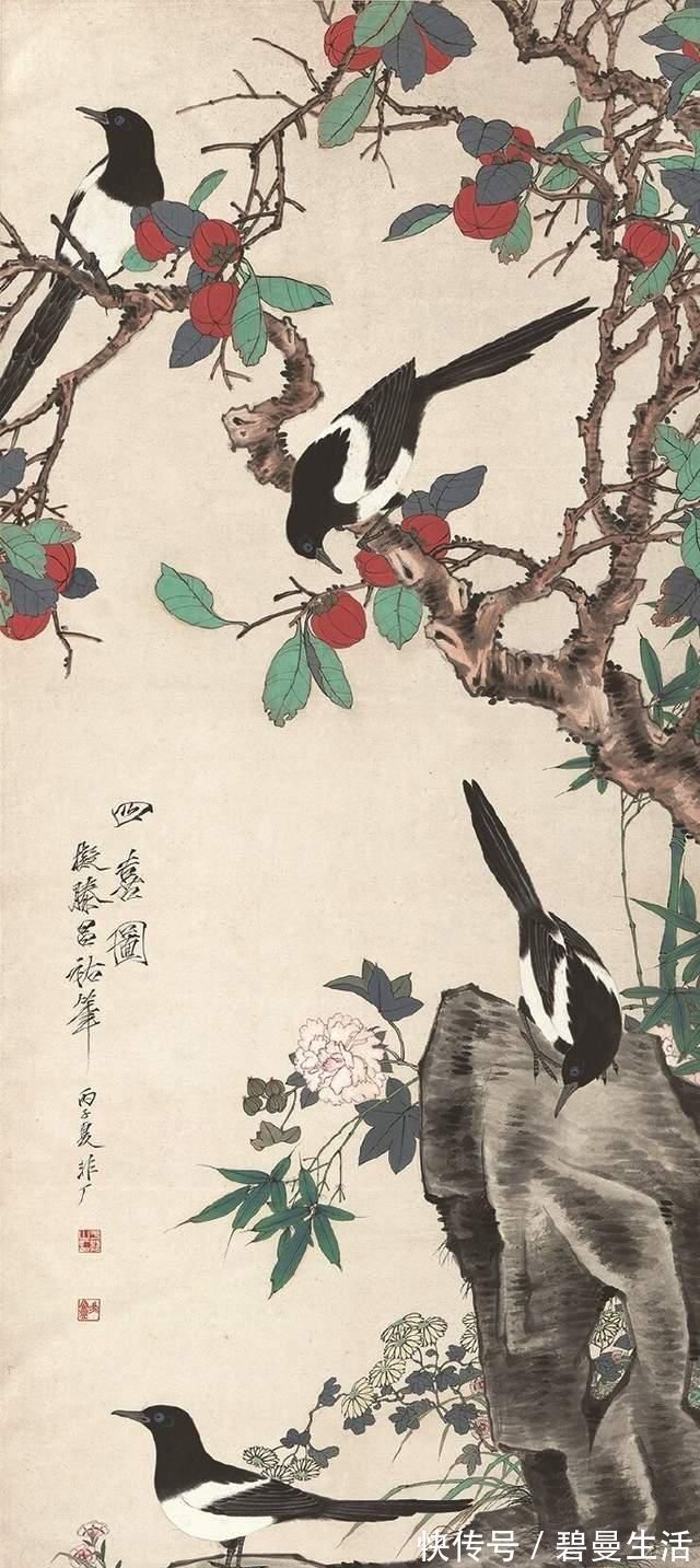 绘画@于非闇画四只喜鹊，100万一只不为过，画得比齐白石还要好