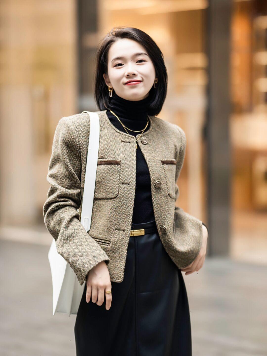 衬衫 一件简单的黑色大衣怎样穿出高级感?颜色搭配一定要选好,内搭绿色衬衫更时尚!