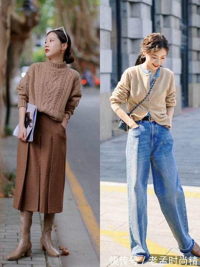 柔和|普通女生怎么穿显高又显瘦?针织衫搭配阔腿裤,不光高级还很减龄