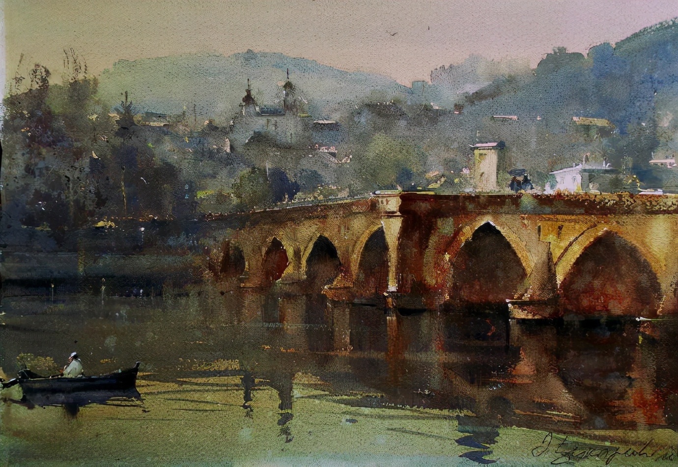 水彩画!水染的建筑与街道,塞尔维亚水彩画大师Dusan Djukaric作品(一)