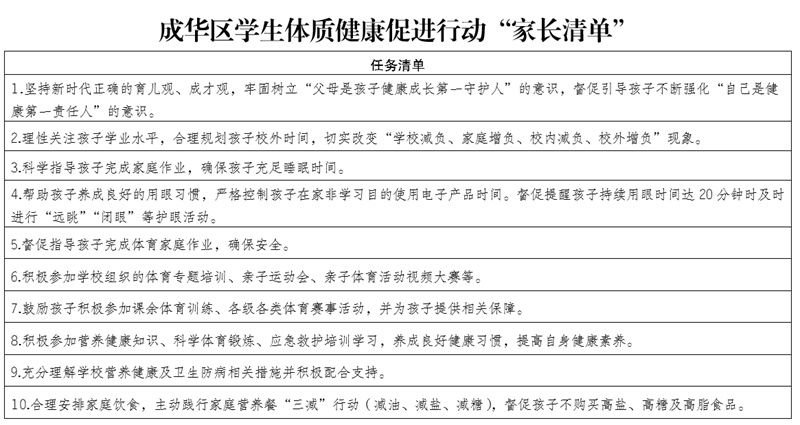 如何促进学生体质健康？成都成华出台的5张清单了解一下