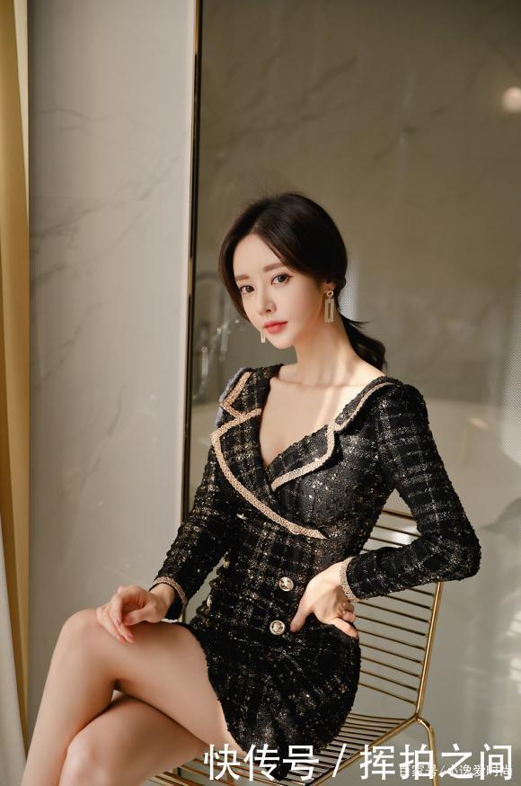 说了算|漂不漂亮你说了算,孙允珠银河星烁浪漫金粉镶边西装裙穿搭
