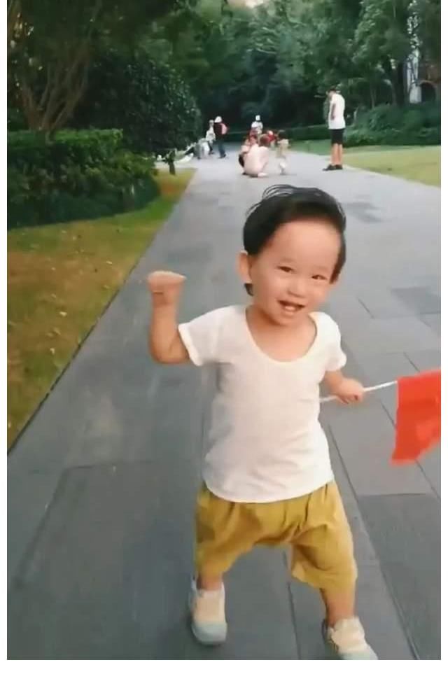 夫妇俩|爱国先锋!陈小春1岁半小儿子正面照曝光,手执国旗开心挥舞狂奔