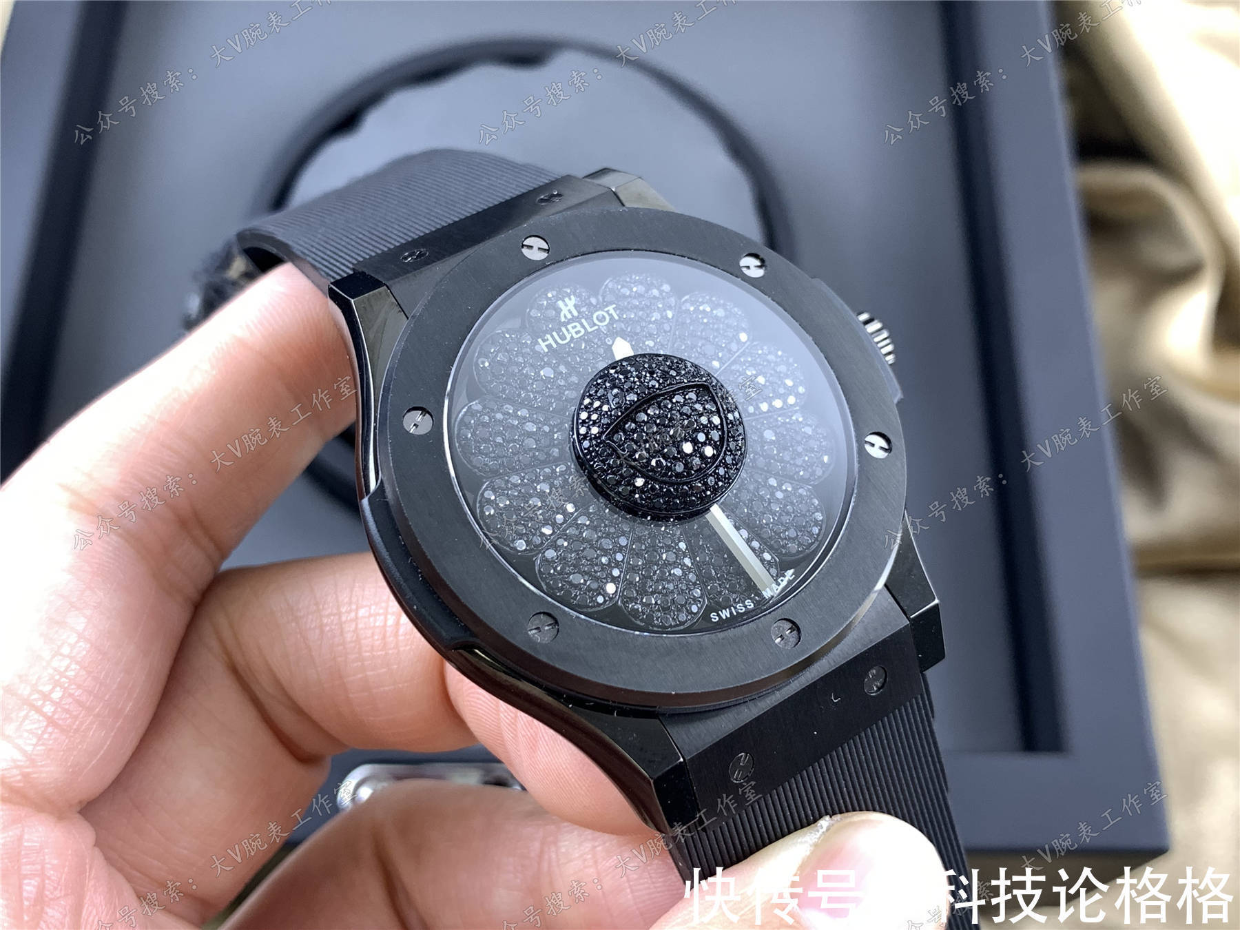 宇舶 村上隆宇舶太阳花后镶钻满钻可旋转太阳花腕表,后镶钻宇舶太阳花