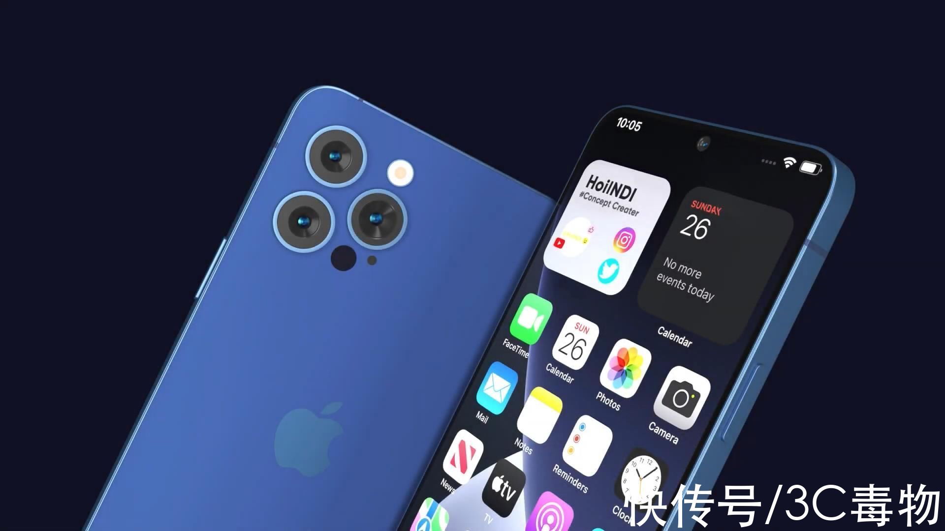 渲染图|iPhone14Max渲染图：2TB+侧边TouchID，屏下FaceID依然傲视群雄