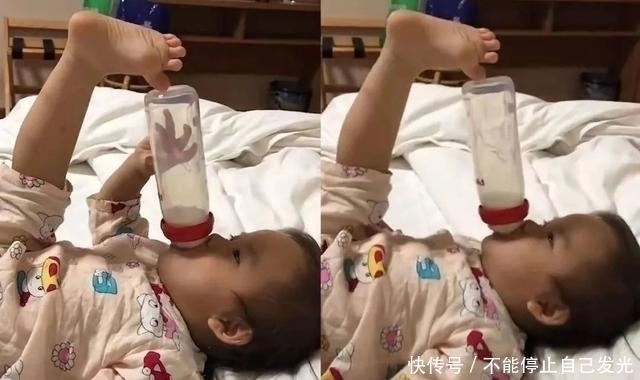 奶瓶|“脚扶奶瓶”的喝奶宝宝火了,开发奇葩吃奶姿势,网友骨骼清奇