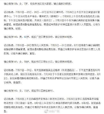 详情|江苏扬州36例确诊病例行程轨迹详情公布