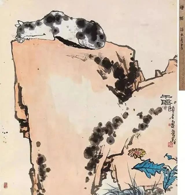 带来|潘天寿用手指进行绘画创作,牛屁股对着人,给大家带来全新的感受