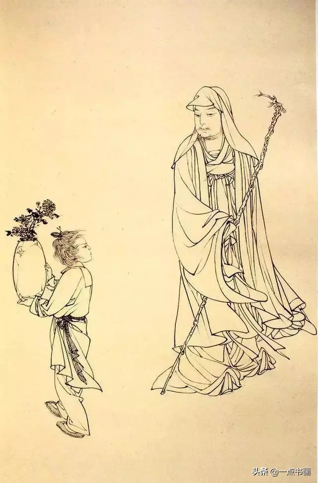 白描！他的白描被评为“当代第一”，画仕女独辟蹊径