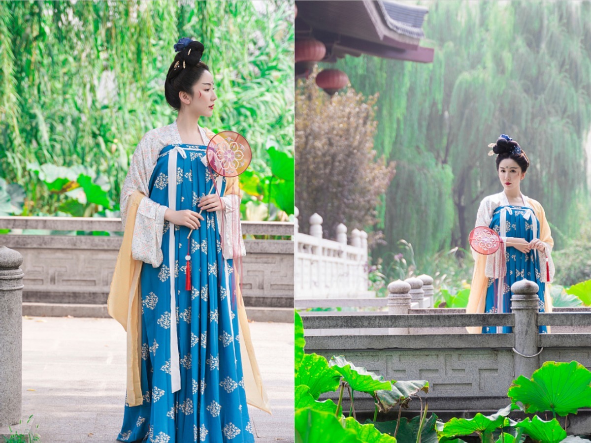 齐胸襦裙@娄艺潇真是“不走寻常路”, 一袭汉服让人领略盛唐之美, 超惊艳