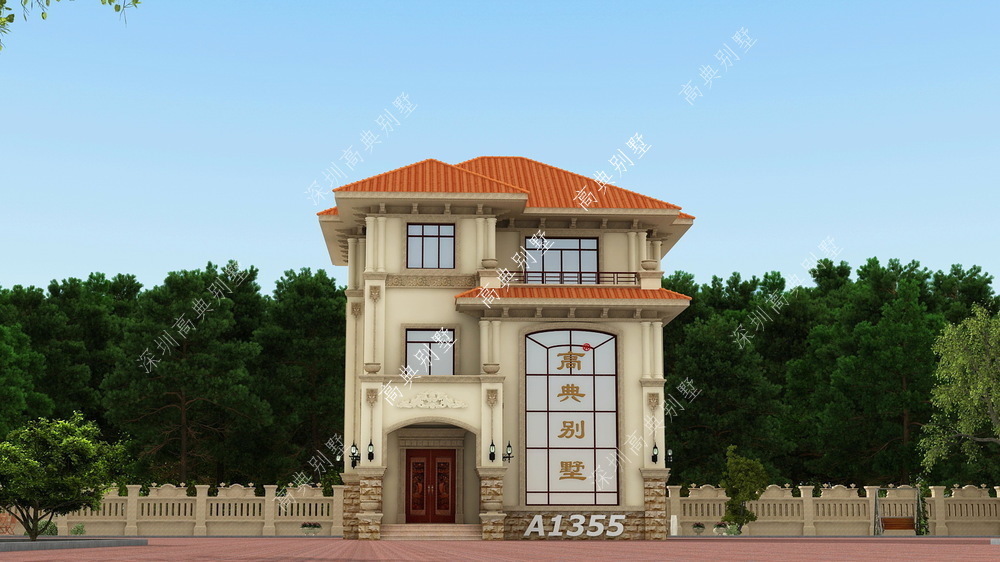 别墅|定制设计的欧式别墅,占地方正,多窗多露台,观景方便。