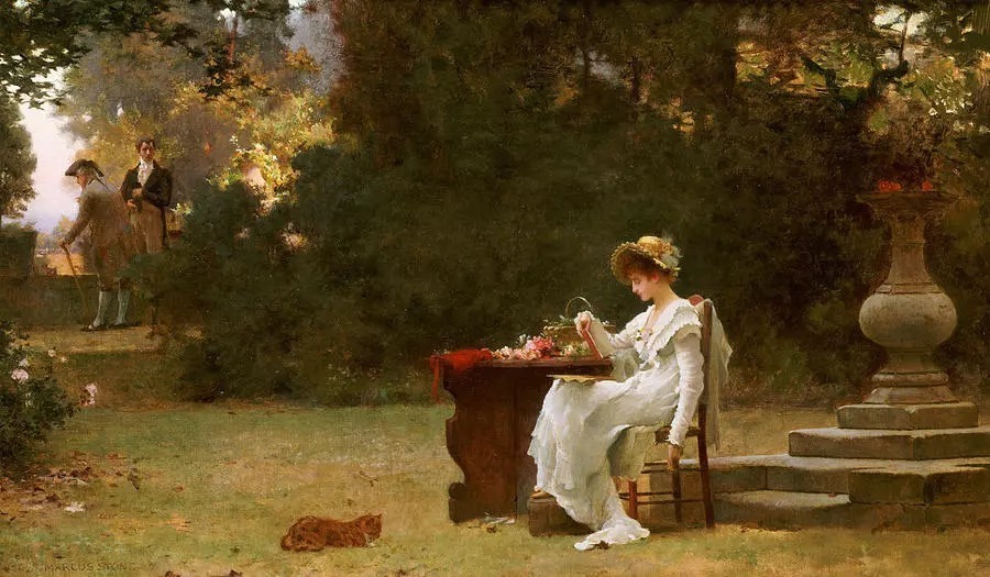 油画&19世纪油画里的性感女人,她们漫步花园时,天堂也不过如此了!