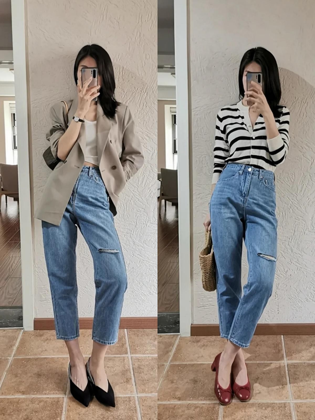 牛仔裤|真会穿的中年女人，衣橱里都有这4种裤子，简约实用又显身高腿长