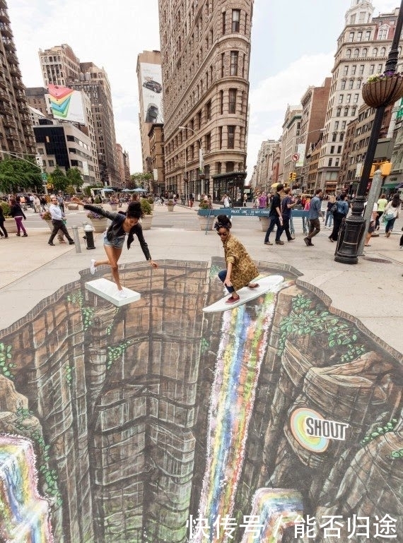 粉笔|这十张街头3D粉笔艺术画,让你大开眼界!