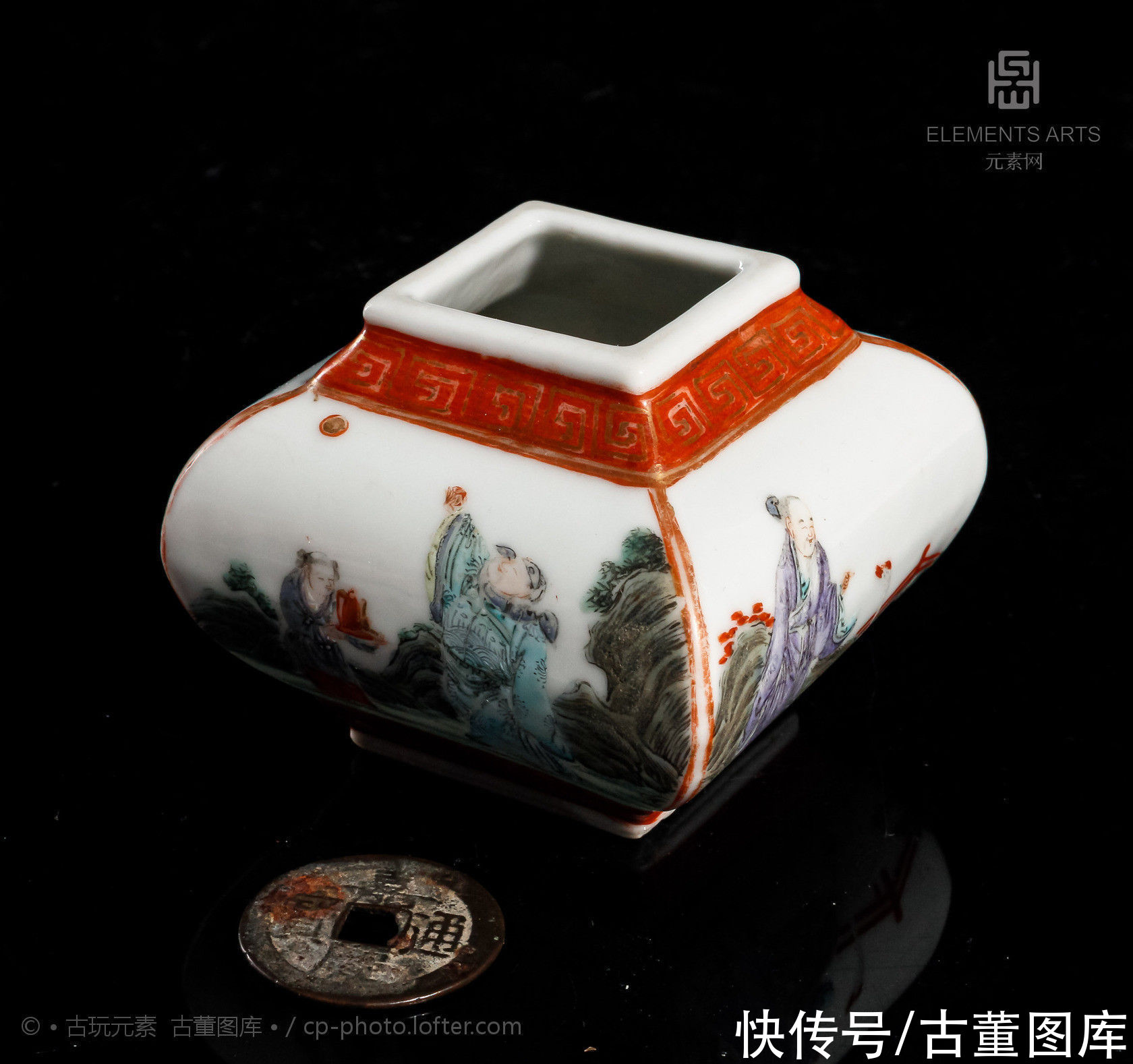  民国|民国四爱图新粉彩水盂