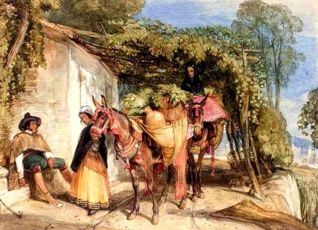 水彩画$英国水彩画约翰·弗雷德里克·路易斯的画风可谓是拉斐尔前派的先驱