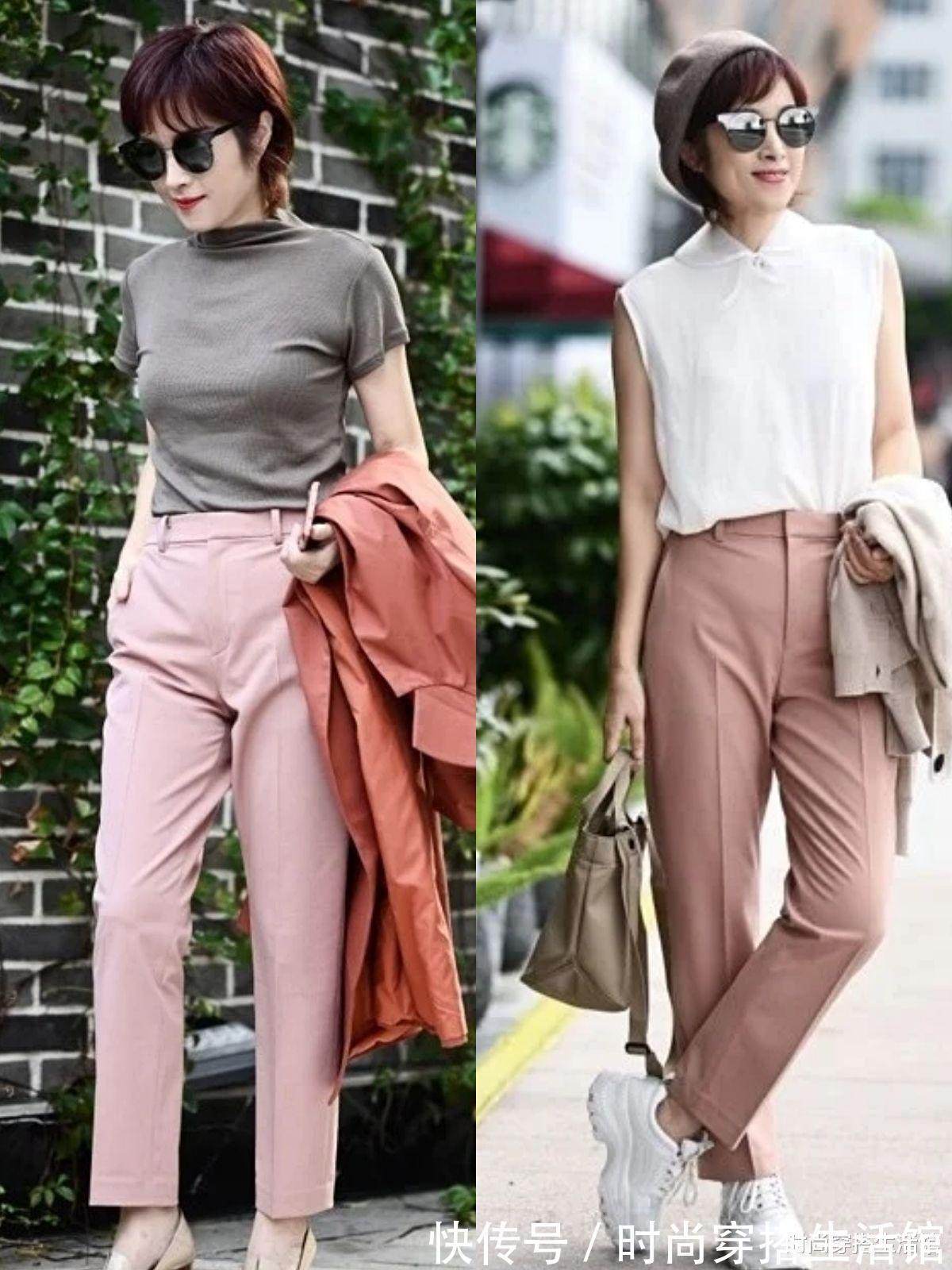 直筒裤|50岁女人只能穿“妈妈装”,看看她们的穿搭,原来也能这么美