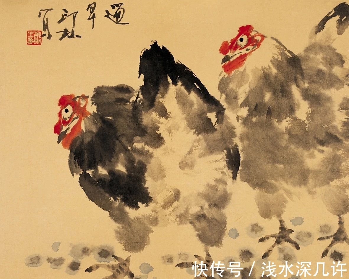 萧朗$「津门网」他笔下的鸡与众不同,以小写意为主更加耐人寻味
