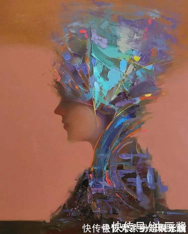 油画作品!他用刮刀和细腻的笔触,画出冲突感极强的女孩,比插画好看一万倍