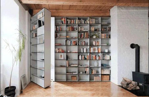书架|隔断墙用书柜代替,直接把门藏在里面,进出房间就像在密室里穿梭