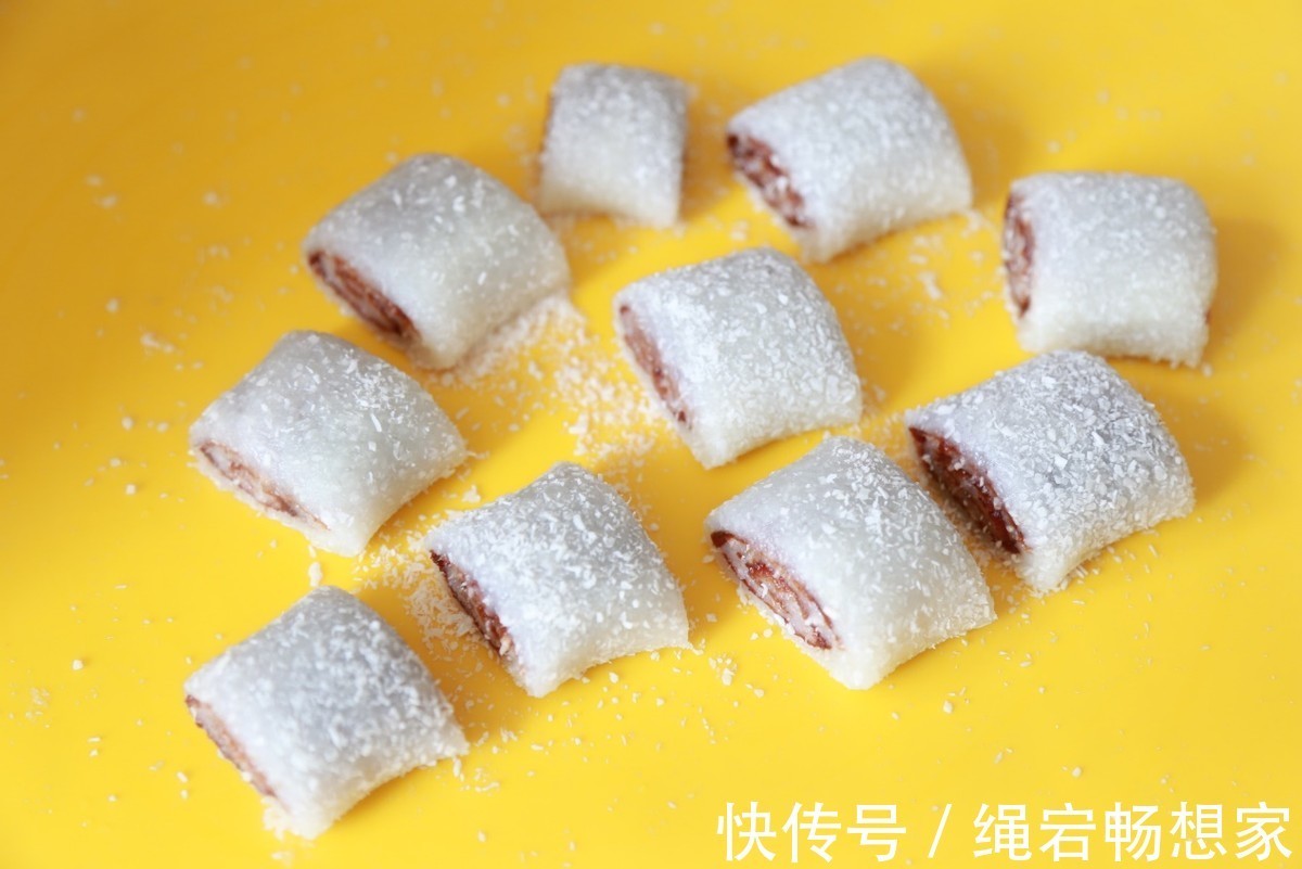 玉米淀粉|自制糯米豆沙卷，软糯的外皮，甜甜的馅料，真的是太好吃了