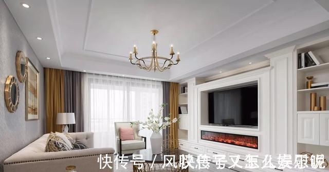 四居|153平轻奢浪漫美式四居,过道处设计了一排柜子,美观实用又大气