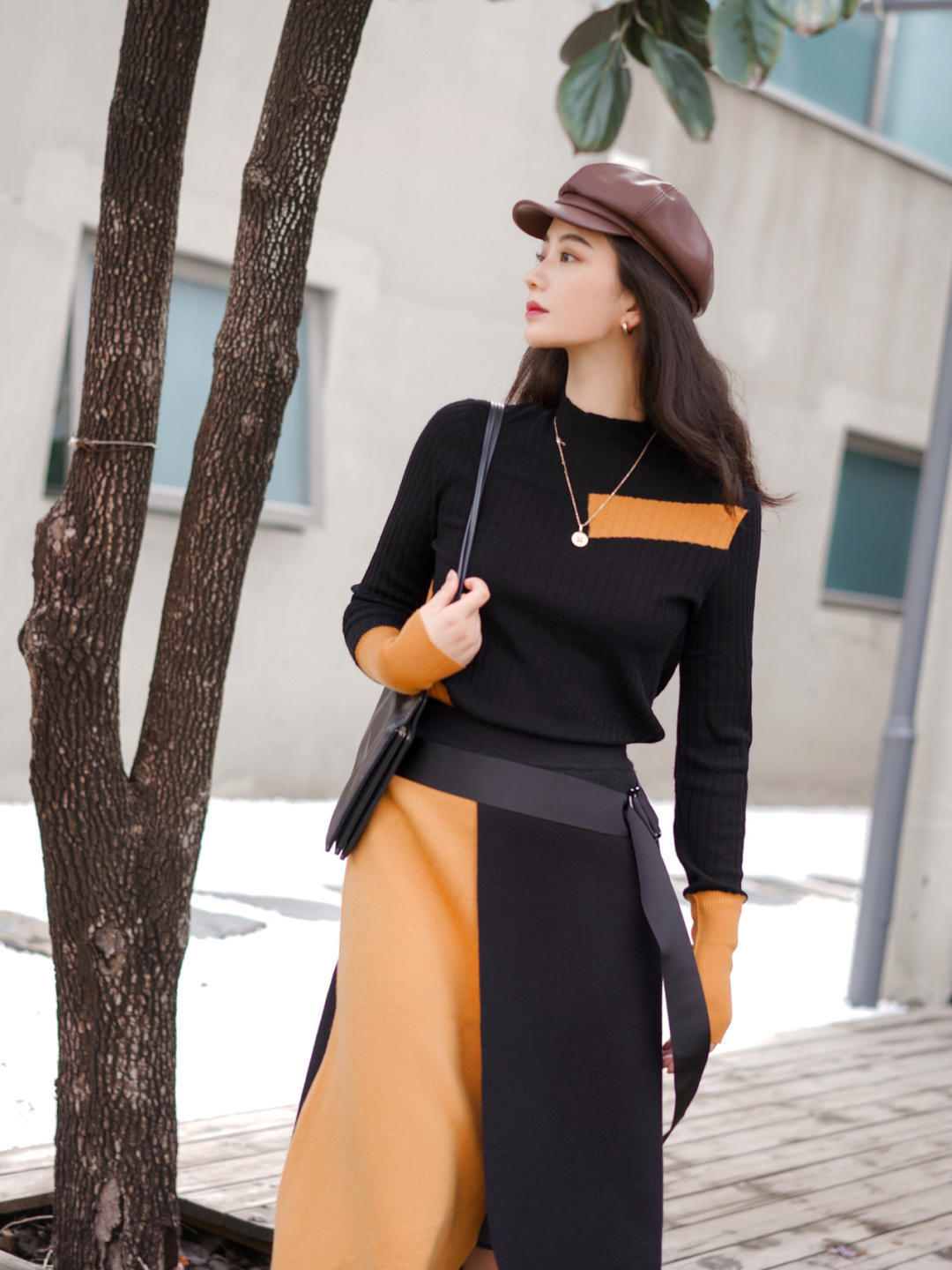黑色|不会穿没关系,这4组“针织套装”的搭配经验分享给你,太优雅了