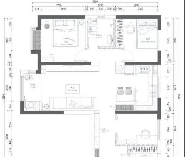 书房|110平三房户型,装修成现代北欧风还带一个大大的衣帽间!
