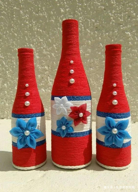 废旧玻璃瓶不要扔，一团毛线就让瓶子美翻，谁都学得会的手工
