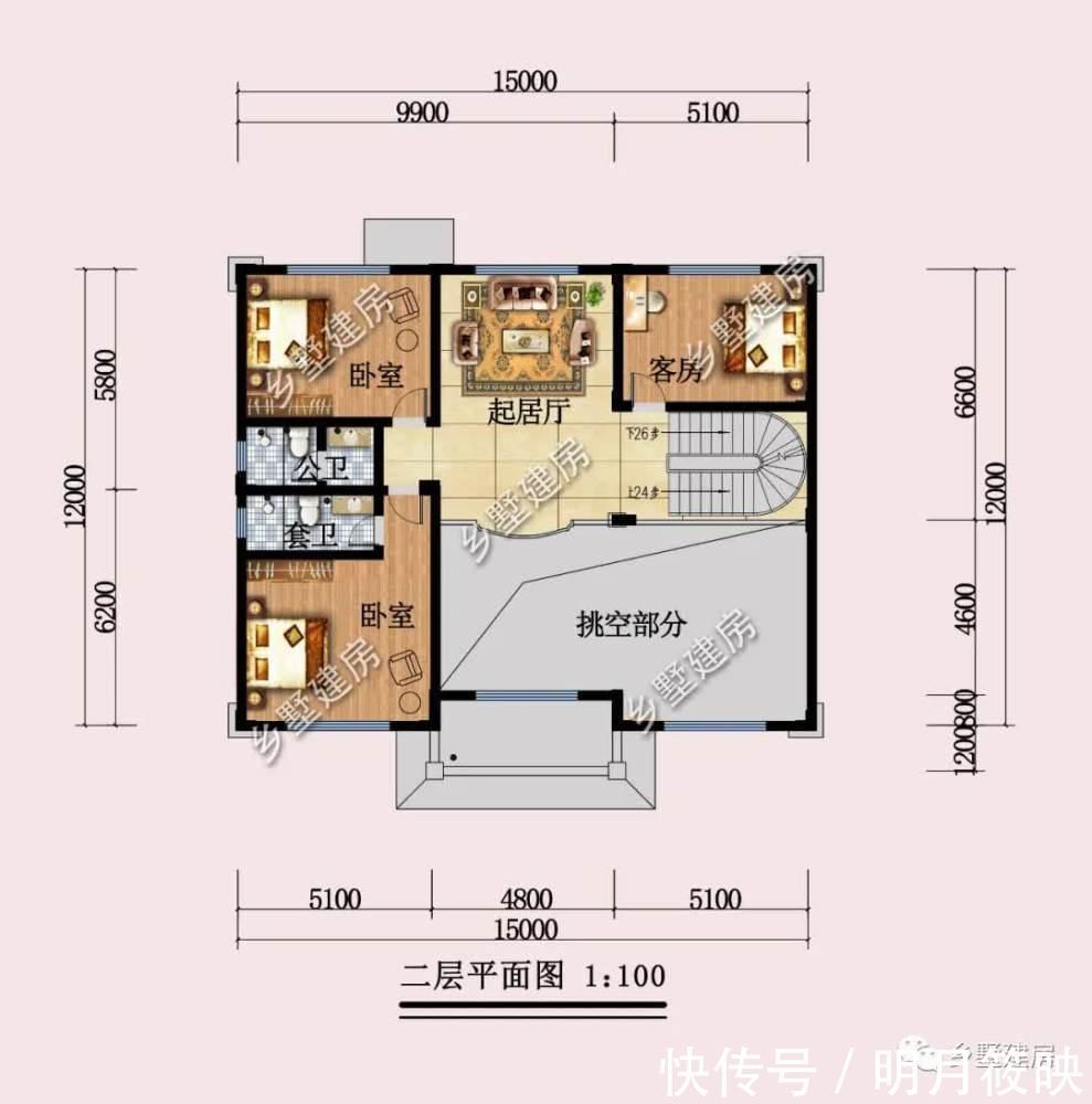 平面图|适合农村的好户型，西体中装，精美实用，回乡建一栋，全家都能住