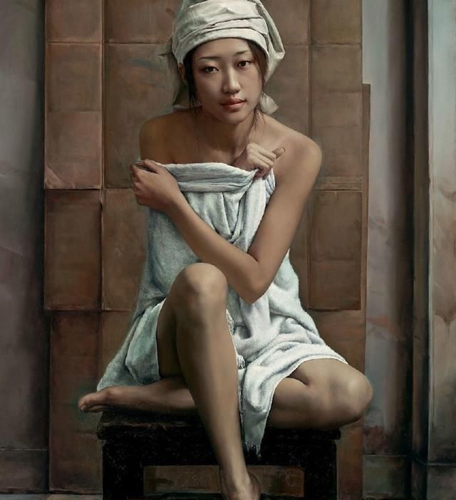 油画$冷军遇到真高手,超细腻的油画作品,人物眼神充满故事