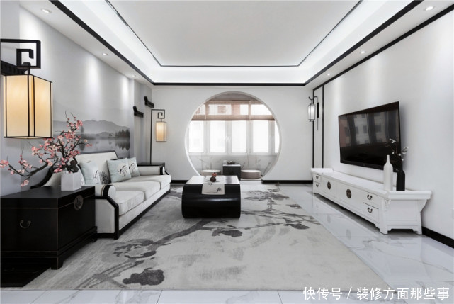 东方之美|153平黑白风中式三居室,简朴优美,典雅大气