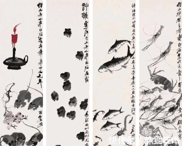 水族动物#齐白石画虾最好,画鸟却最贵,红白两只鹤,价值超过一个亿